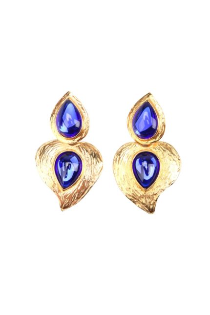 Majorelle Yaprağı Clipsli Küpe