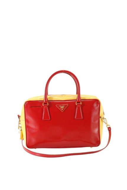 Saffiano Bicolor Double Top Handle Omuz Çantası