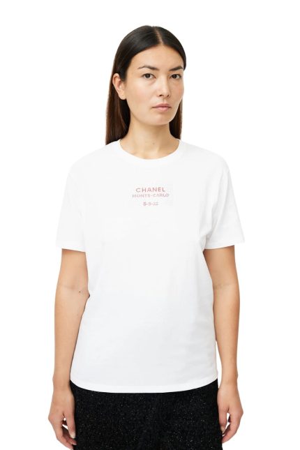 Beyaz İşlemeli Monte Carlo T- Shirt