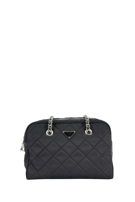 Tessuto Quilted Re-Nylon Chain Bowling Omuz Çantası