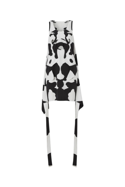 Cow-Print Pieced Cutout Mini Elbise