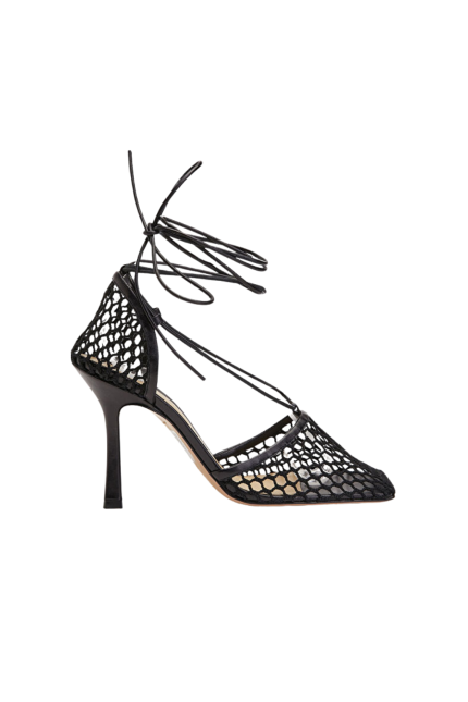 Stretch Mesh Lace-Up Topuklu Ayakkabı