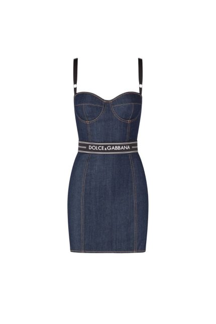 Kısa Denim Korse Elbise