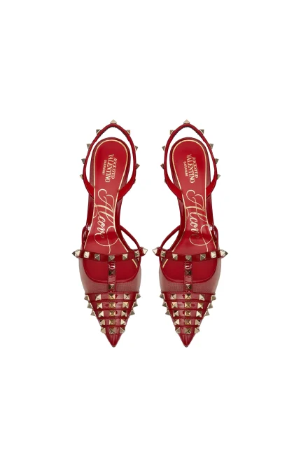 Kırmızı Patent Deri Slingback Topuklu Ayakkabı