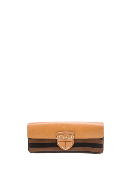 Cinghiale-Trimmed Canapa Righe Clutch