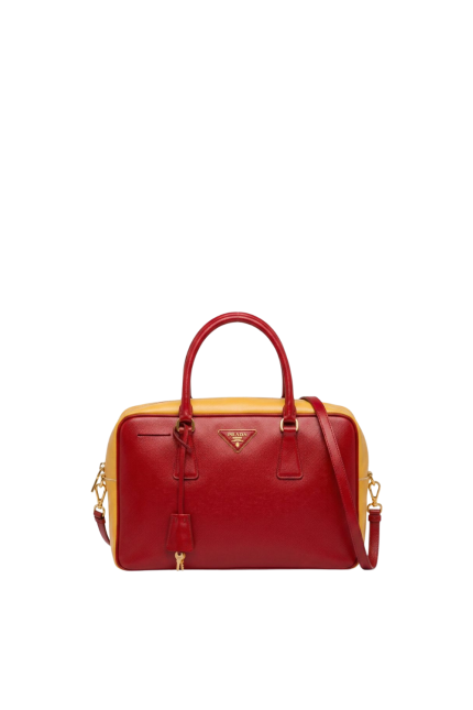 Saffiano Bicolor Double Top Omuz Çantası
