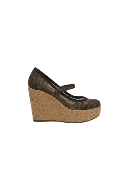 FF Monogram Espadril Topuklu Ayakkabı