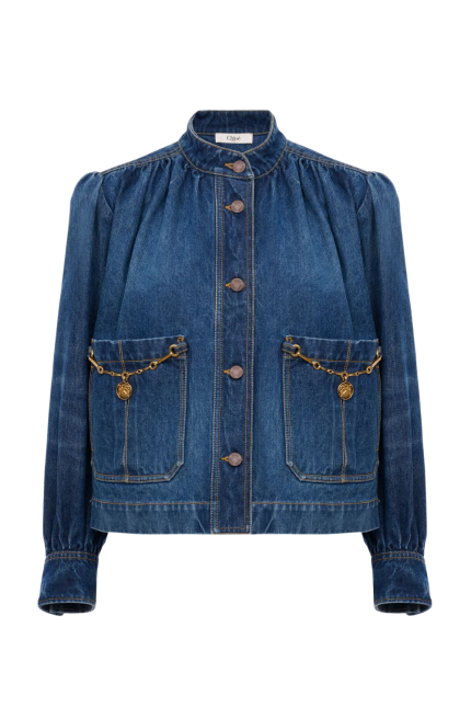 Yüksek Yaka Denim Ceket