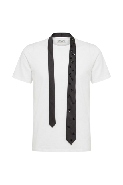 Monili Detay Beyaz T-Shirt
