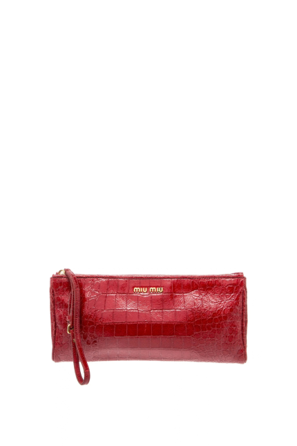 Croco Stamped Wristlet Clutch