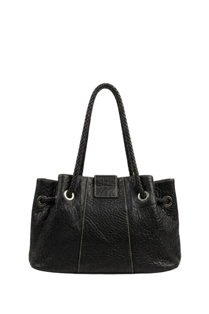 Siyah Calfskin DG Omuz Çantası