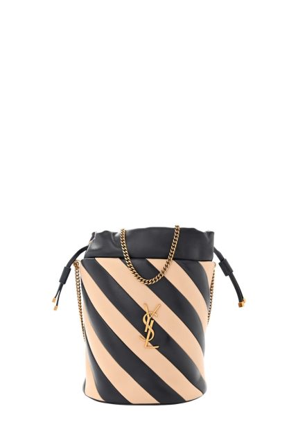 Alix Striped Leather Bucket Omuz Çantası