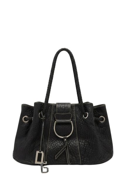 Siyah Calfskin DG Omuz Çantası