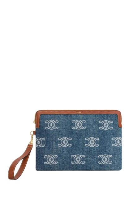 Denim Macadam Triomphe Clutch