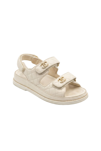 Dad Beyaz Deri Sandalet