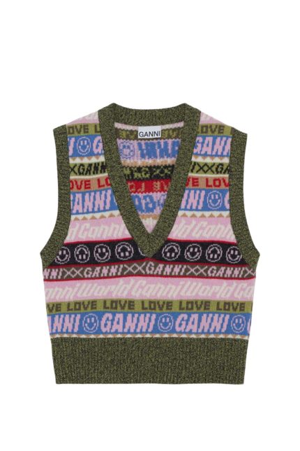 Graphic V-Neck Vest Süveter