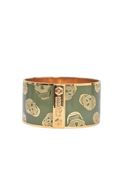 Yeşil Skull Enamel Rigid Kelepçe Bileklik